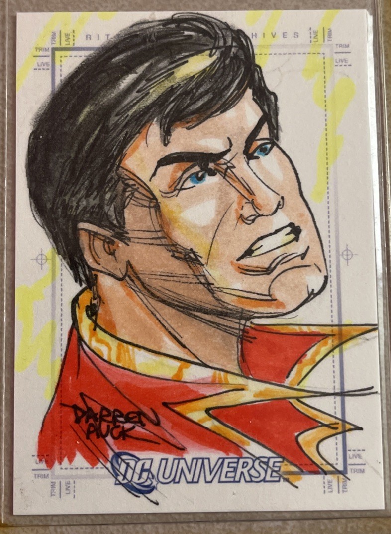 2007 Rittenhouse DC Universe Captain Marvel 1/1 Original Sketch Card Darren Auck