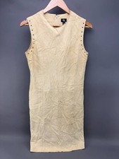 CK Calvin Klein Womens Beige Sleeveless 100% Suede Leather Dress Size 8