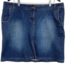 Stetson VTG 90s Denim Skirt Above Knee XL Blue Jean Stretch Classic 5 Pocket