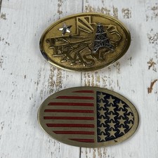 Vintage Texas Belt Buckle Lone Star State  American Flag Metal Buckle Lot of 2