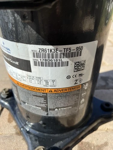 COPELAND SCROLL COMPRESSOR model ZR61K3E - TF5 - 950  Year 2017 230v  3 phase