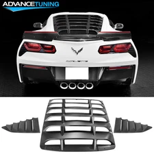 Fits 14-19 Chevy Corvette C7 Classic Side & Rear Window Louvers Matte Black ABS