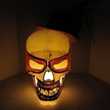 Halloween Decor Sugar Skull w/ Hat Plastic Centerpiece Lights Up