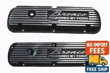 1966-1985 Ford Bronco Black Finned Script Aluminum Valve Covers 289302351w