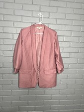 Miami Blush Pink Women  s Blazer Jacket Size Small Mid Ruffle Sleeve