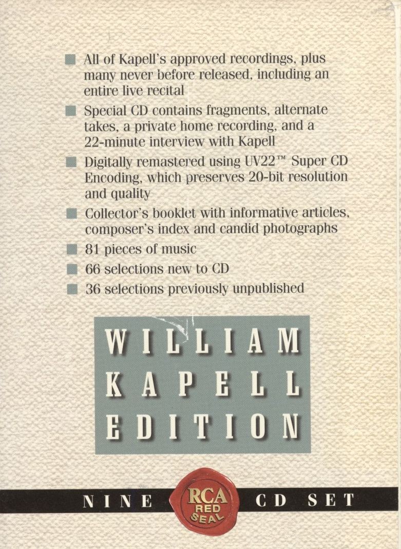 WILLIAM KAPELL EDITION CDボックスセット William Kapell Edition RCA
