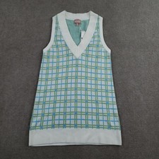 Show Me Your MuMu Sweater Dress Womens Small Green Tank V-Neck Plaid Short