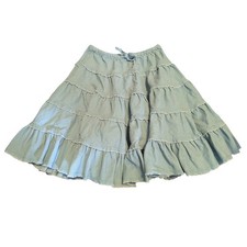 Mini Boden Girls 5-6Y Light Blue Green Corduroy Tiered Ruffle Skirt Tie Waist