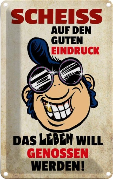 Blechschild 18X12 Cm Scheiss Auf Den Guten Eindruck Dekoration Spruch Zitat Deko-image