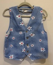 Vintage Id Blues Denim Vest Women's Small USA Made 90s Cottage Core 100 Cotton
