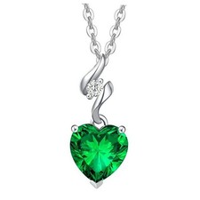 Christmas Gifts 14K Solid White Gold Diamond Gemstone Pendant with Emerald