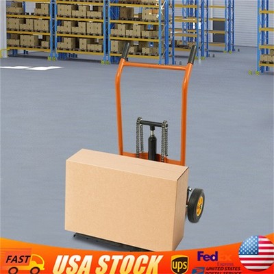 440lb Hydraulic Material Lift Winch Stacker Adjustable Pallet Truck Dolly 6-40cm