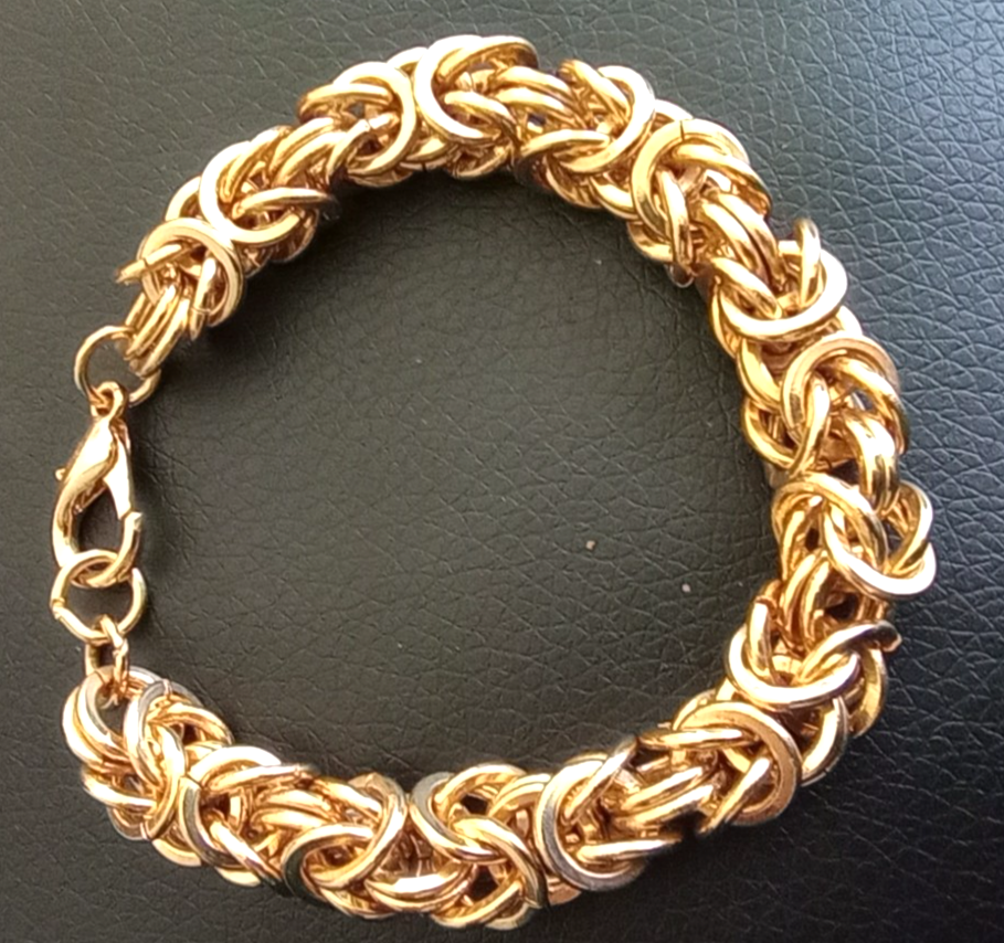 Byzantine bracelet gold ion plated, lobster claw, 7.5