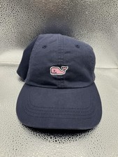 Vineyard Vines Hat Cap Strap Back Navy Blue Pink Whale Embroidered Mens Cotton
