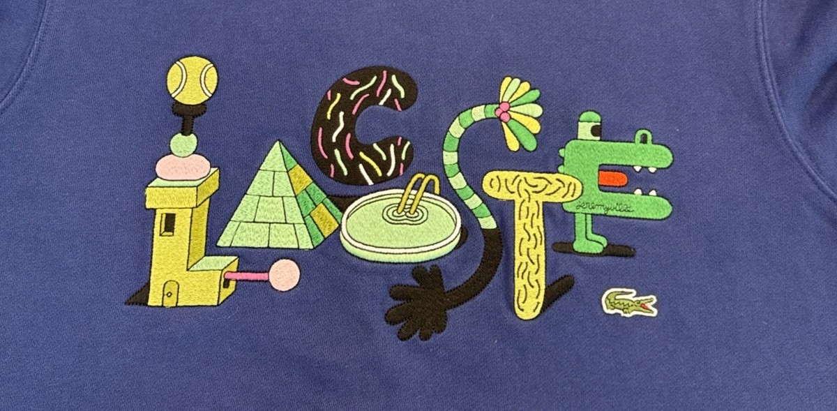 Lacoste x Jeremyville Hoodie UNISEX Large Sweatshirt Graphic Print 
