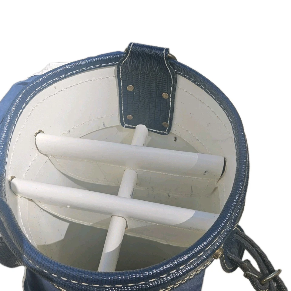 VTG Hot-Z Retro Golf Bag 6 Way Leather & Canvas Original Rain Cover MADE IN USA - Image 4 of 4