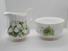Royal Albert “Trillium” Cream and Sugar Set – Bone China, England