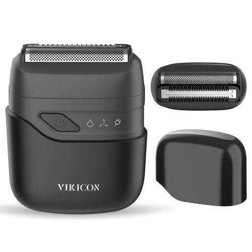 Electric Foil Shaver for Men: Compact Travel Mini Razor with Dual Floating Bl...