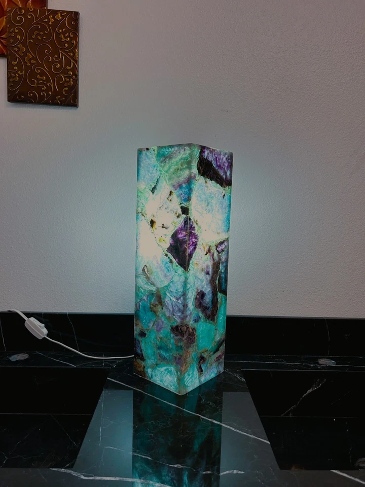 Fluorite Crystal Lamp, Handcrafted Table Lamps 19" High, Nightstand Lamps - Image 2 of 4