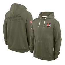 Unisex Cleveland Browns Olive 2025 Salute to Service Issue Dri-FIT Hoodie NWT
