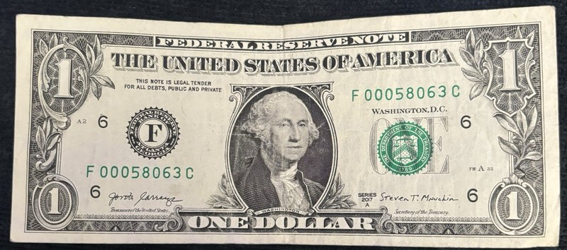 2017 A Atlanta $1 Bill Low Serial Number Triple Solid 000’s Fancy Note