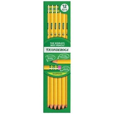 Ticonderoga Wood-Cased Pencils, Pre-Sharpened, 2 12 Count Pack of 1 , Yellow