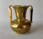 STANGL ART POTTERY MID CENTURY 22K GOLD OVERLAY CHARTREUSE DECO VASE