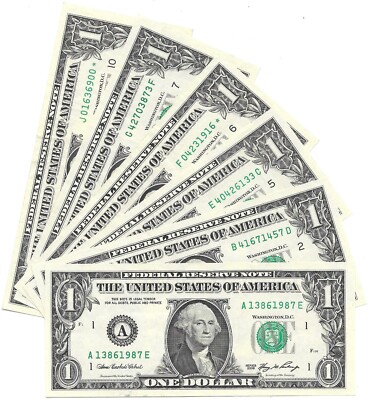 6 Diff. 2006 U.S. 1$ FRN's, 2 Star Notes, 6 Diff. Districts AU-UNC Lot ...