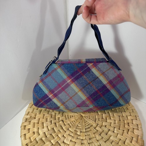 Ness of Scotland Harriette wool tartan handbag blue pink plaid tweed bag - Picture 5 of 9