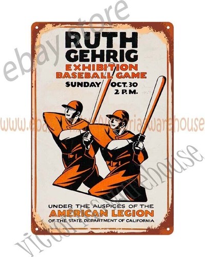 1927 baseball Babe Ruth Lou Gehrig metal tin sign bedroom wall man cave - Picture 2 of 4