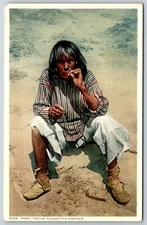 Detroit Pub Native Americana~Moki Indian Cigarette Smoker Picture~Vtg Postcard