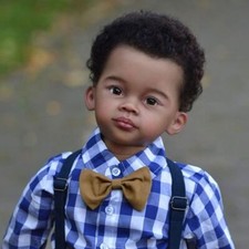 30" Reborn Baby Doll Finished Toddler Black Skin Boy Hand-Rooted Hair Handmade