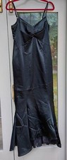 Karen Millen Vintage  Black Satin Full Length Dress Siz 14