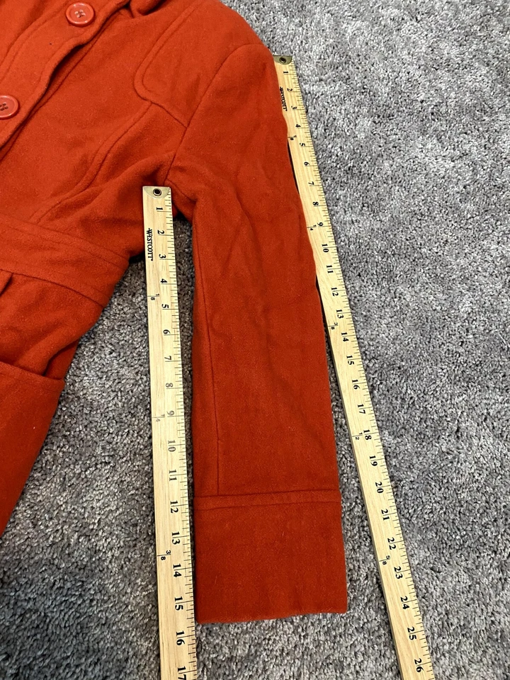 Chaqueta gabardina Nine West para mujer 4 bolsillos de lana naranja totalmente forrados Foto 3 de 4