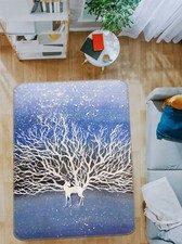 3D White Fawn Horns NAO1140 Game Rug Mat Elegant Photo Carpet Mat Fay