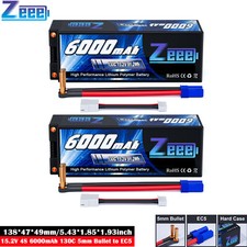2x Zeee 4S 15,2 V batteria Lipo 6000 mAh 130 C 5 mm Bullet to EC5 spina Lipo custodia rigida