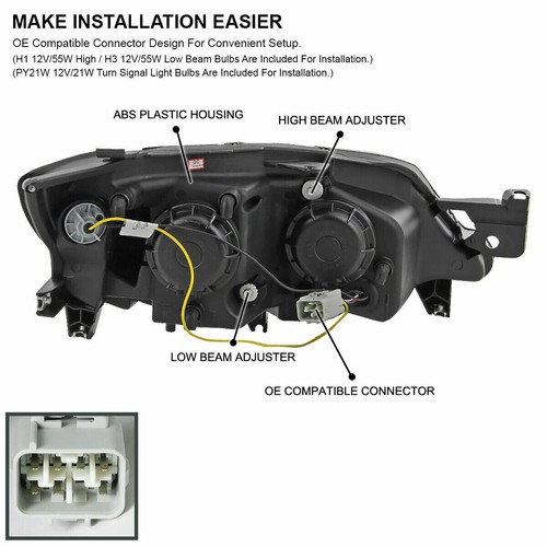 For 08-14 Subaru Impreza WRX Outback Black Housing LED DRL Projector Headlights - Picture 3 of 4