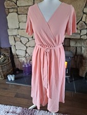 Shein Wrap Front Belted Tea Dress Size S Dusty Pink BNWT
