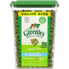 Feline Greenies Adult Natural Dental Care Cat Treats, Catnip Flavor, 9.75 Oz Tub