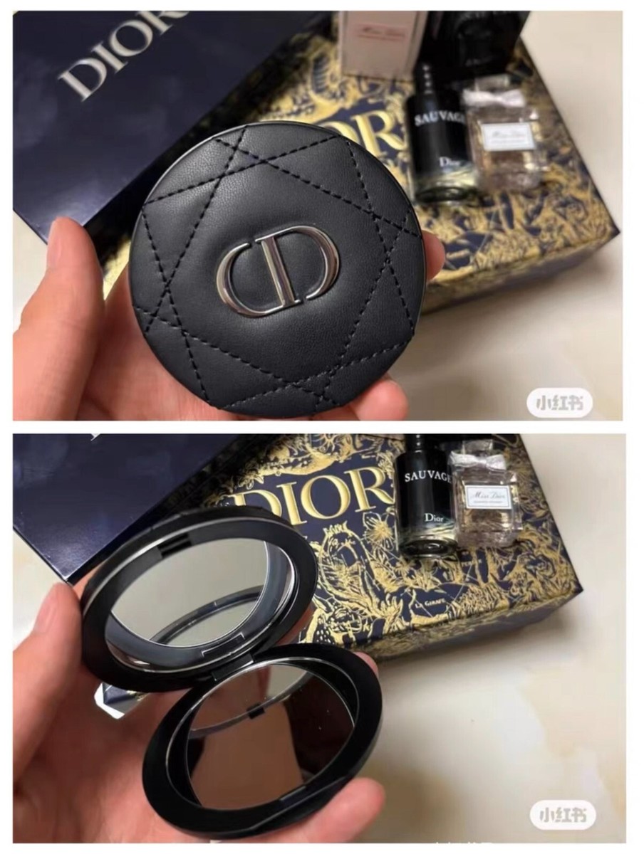Dior Beaute Mirror Pocket Logo Mirror Black Leather Rhombus GWP