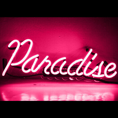 neon sign paradise pink light party room signs pub wall x6 advertising poster bar beer tube glass visual artwork decor