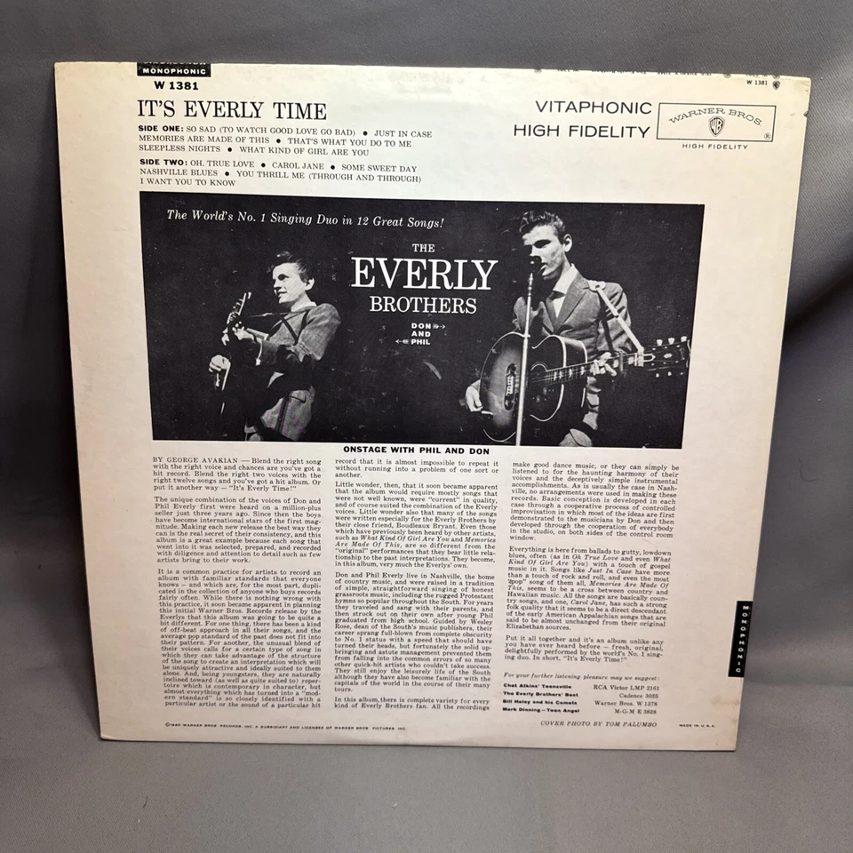 THE EVERLY BROTHERS IT'S EVERLY TIME! MONO 33RPM LP - Image 2 of 4