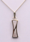 Sterling Silver Cuban Chain Necklace 17.5" Mother Of Pearl Pendant 2.9g AAD220