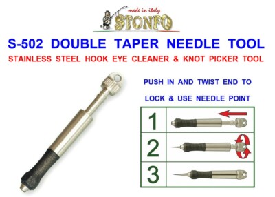 STONFO 502 DOUBLE TAPER NADEL WERKZEUG HAKEN AUGENREINIGER & ANGELSCHNUR KNOTENPFLÜCKER