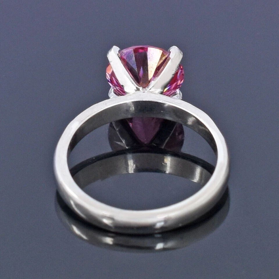 Anillo de plata de ley 925 con diamantes rosas VVS1 natural certificado de 3,20 quilates para mujer Foto 2 de 4