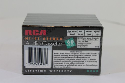 Paquete de 6 casete de audio de alta fidelidad RCA 60 minutos garantía de por vida RC60 - Imagen 3 de 6