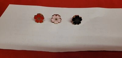 FORGET ME NOT ENAMEL BROACH/PIN BADGE SET OF 3 PINK BLACK RED TO CLEAR JUST £5