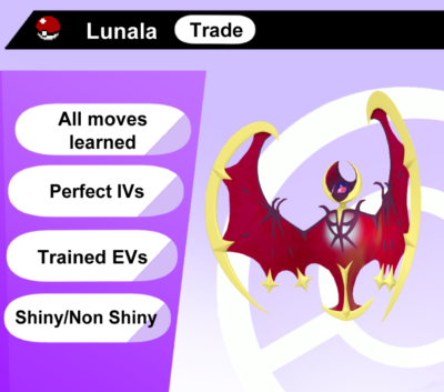 Lunala Custom 6IV Shiny O Normale – Competitivo – Pokémon Scarlatto E Violetto
