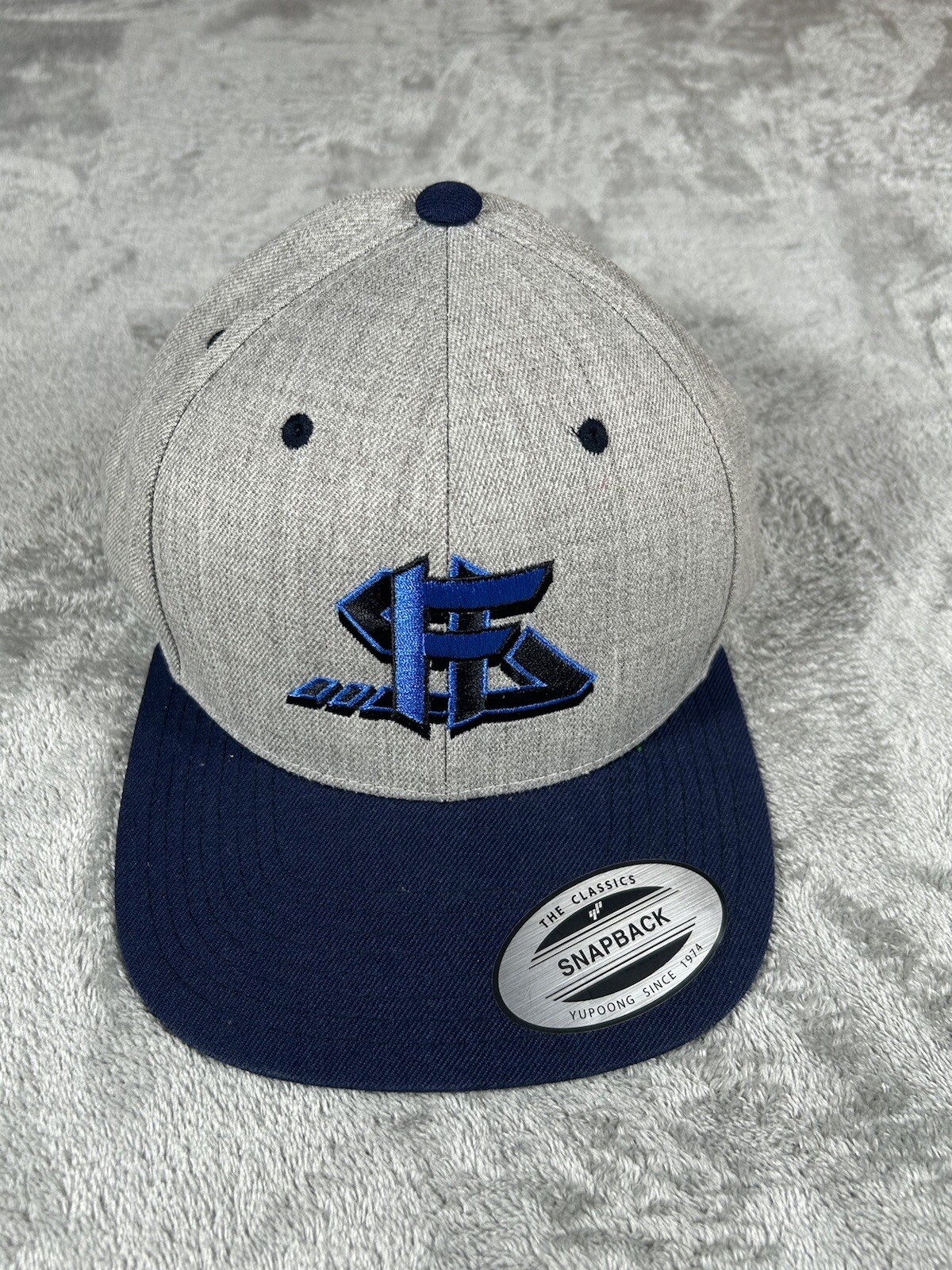 Mens Snapback Hat Gray Blue Flatbrim Lids - image 2