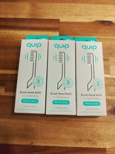 Lot of 3 Quip Brush Head Refills Soft Bristle (White/Gray) Electric Toothbrush